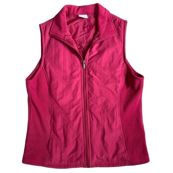 Columbia size M pink fleece collared vest - Picture 1 of 10